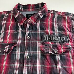 Harley Davidson Motorcycle Men’s Red Plaid‎ Short Sleeve Button Down XL